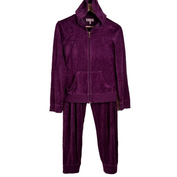 VTG Y2K Juicy Couture Purple Velour Track Suit M Hoodie Pants ASO Elana Gilbert - Picture 2 of 16